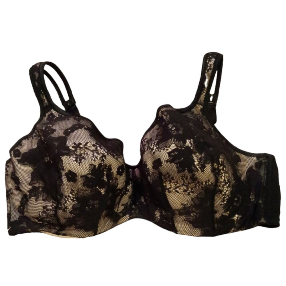 Cacique Black Lace underwire Bra 11070783‎ 44DD